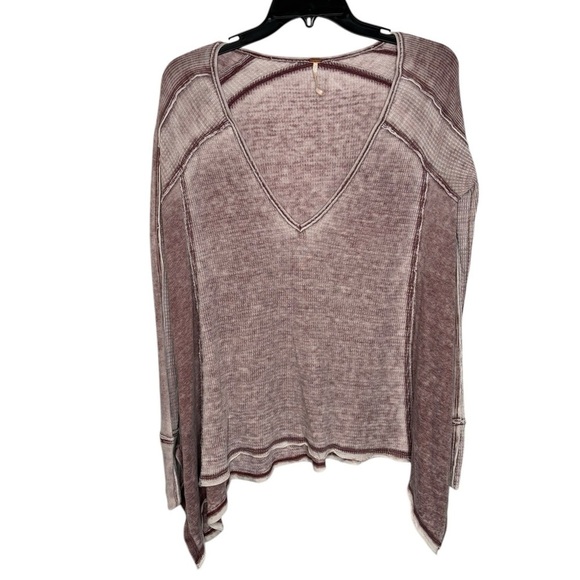 Free People We The Free Pacific Thermal Long Sleeve Deep V-Neck Purple Size XS - Picture 2 of 11